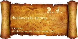 Matkovich Arany névjegykártya
